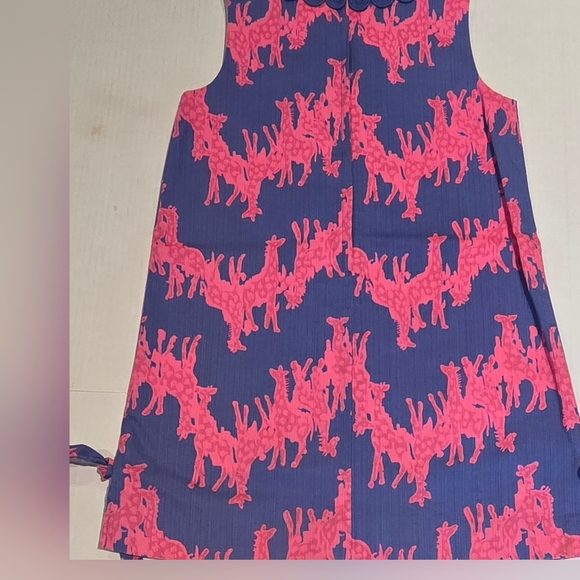 Lilly Pulitzer Windsor Giraffe Print Pink Blue Shift Dress Girls Size 8 - Picture 2 of 4